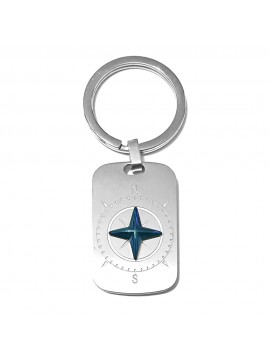 Portachiavi uomo con rosa dei venti acciaio prt0032