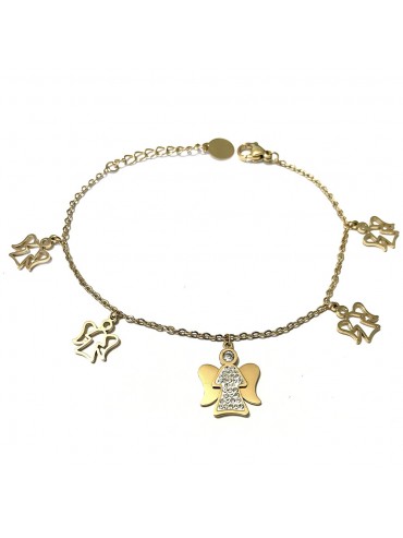 bracciale angelo custode donna in acciaio dorato cm 19 bcc2530
