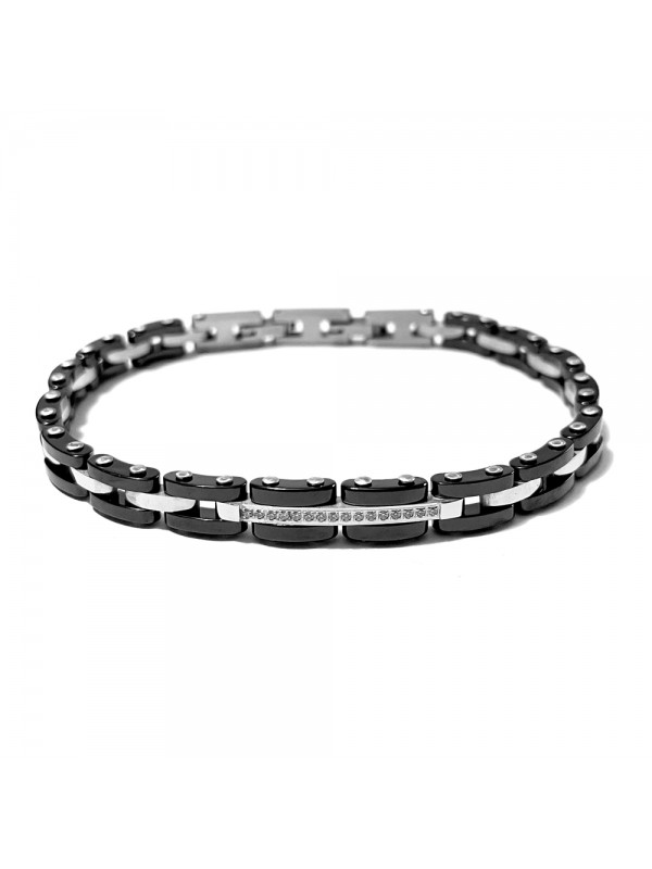 bracciale uomo acciaio ceramica e strass bcc2956