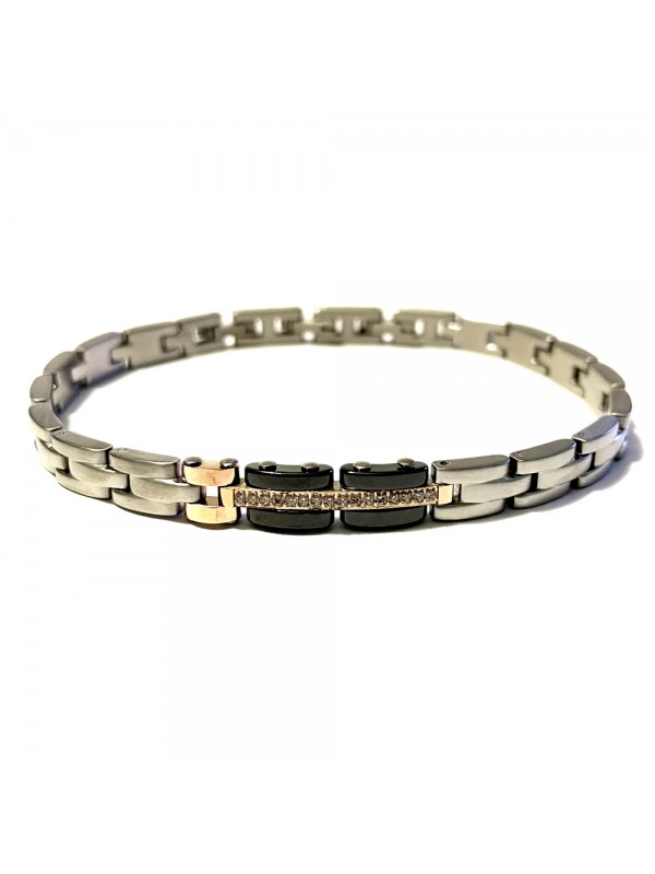 bracciale uomo acciaio e strass bcc2958
