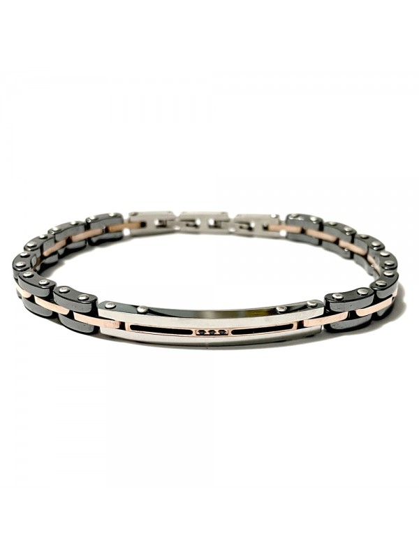 bracciale uomo acciaio ceramica e strass bcc2968