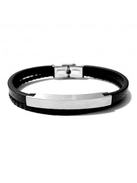 bracciale uomo pelle nera bcc2977