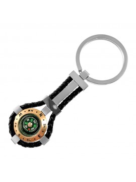 portachiavi bussola uomo acciaio pelle prt0162
