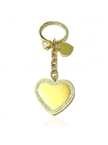 portachiavi cuore donna acciaio dorato e strass prt0312