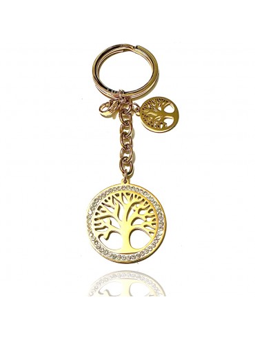 portachiavi albero della vitta donna acciaio dorato e strass prt0314