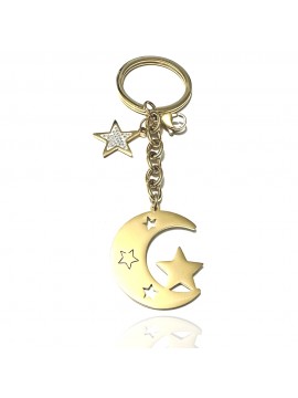 portachiavi luna donna acciaio dorato e strass prt0316