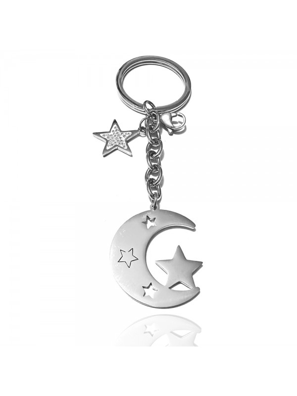 portachiavi luna donna acciaio e strass prt0317
