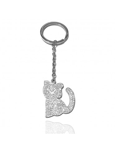 portachiavi gatto donna acciaio e strass prt0319