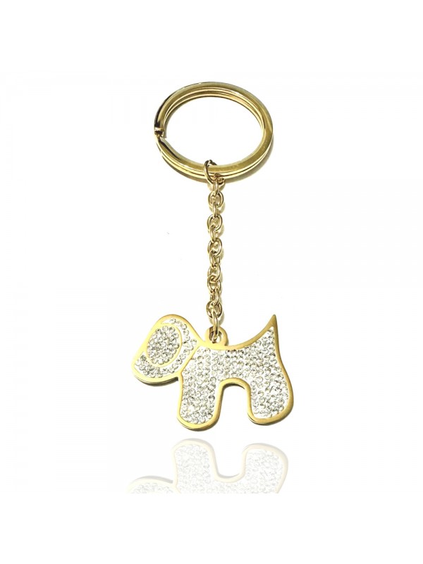 portachiavi cane donna acciaio dorato e strass prt0320