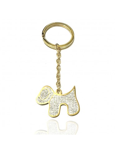 portachiavi cane donna acciaio dorato e strass prt0320