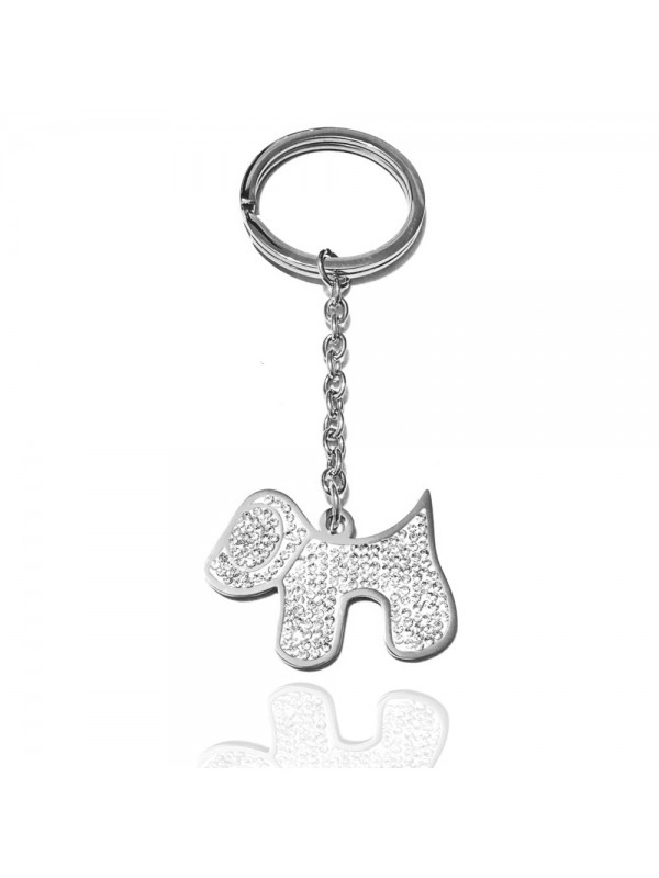 portachiavi cane donna acciaio e strass prt0321