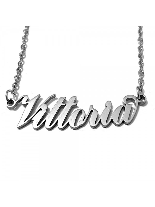 collana con nome Vittoria acciaio cll2084