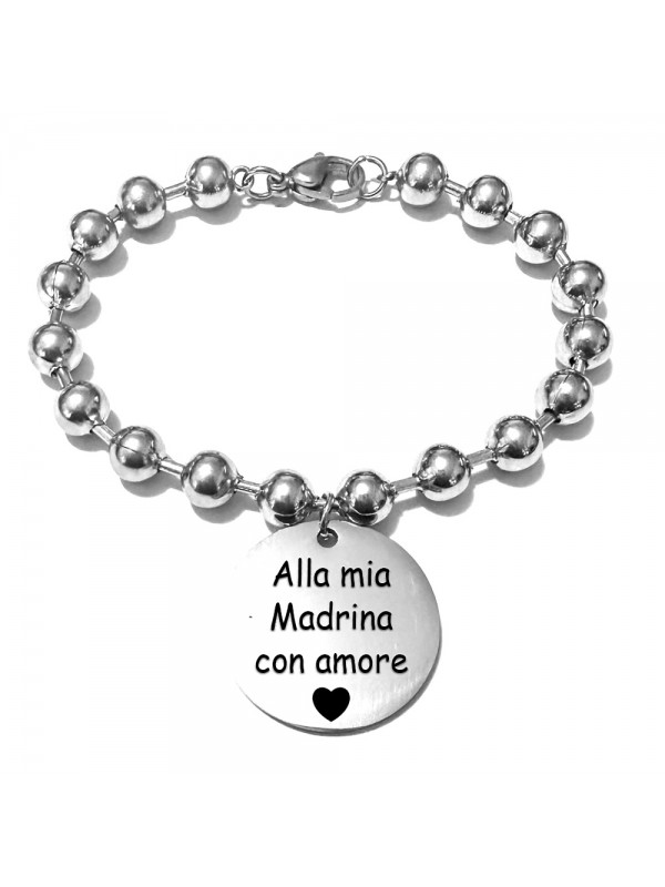 bracciale madrina con frase acciaio bcc3008