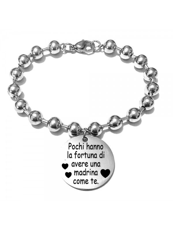 bracciale madrina con frase acciaio bcc3011