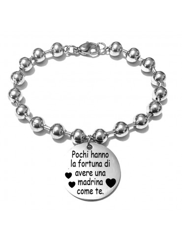 bracciale madrina con frase acciaio bcc3011