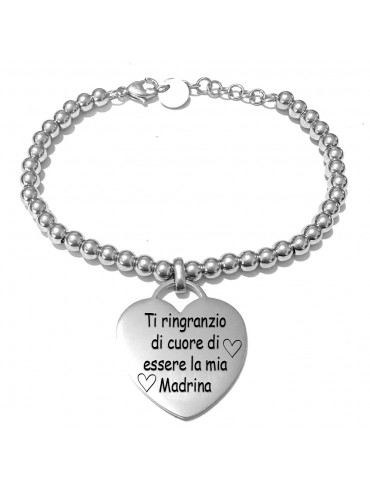 bracciale madrina con frase acciaio bcc3018
