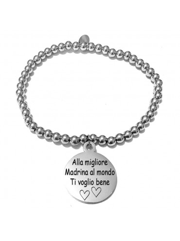 bracciale madrina con frase acciaio bcc3021
