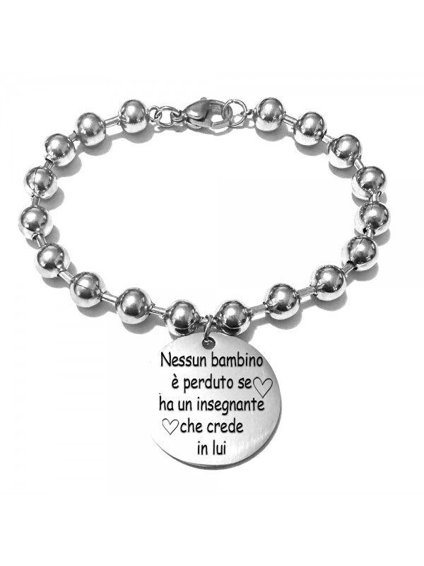bracciale maestra con dedica in acciaio bcc3026