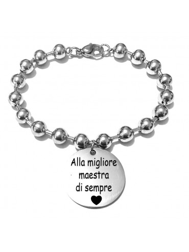 bracciale maestra con dedica in acciaio bcc3027