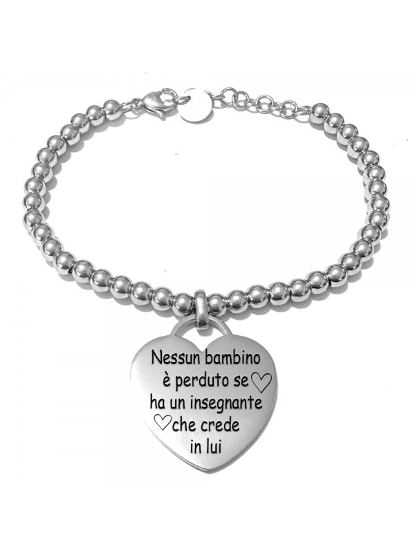 bracciale maestra con dedica in acciaio bcc3029