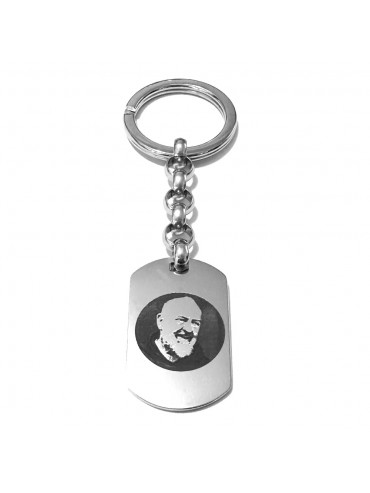 portachiavi san padre pio in acciaio prt0287
