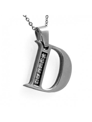 Collana con iniziale lettera d in acciaio