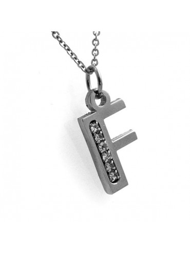 Collana con iniziale lettera f in acciaio