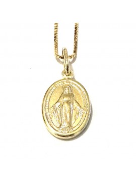 collana con medaglia miracolosa in argento 925 dorata - cll1218