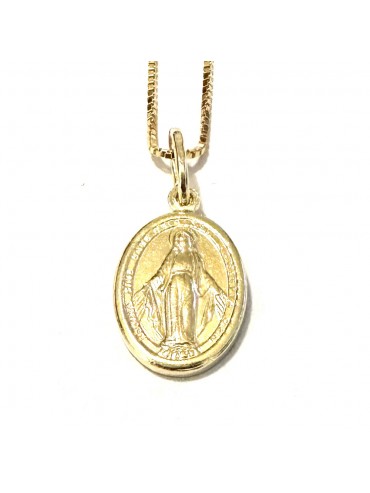 collana con medaglia miracolosa in argento 925 dorata - cll1218
