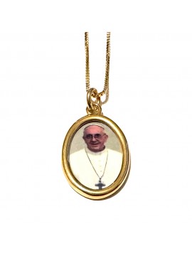 collana con papa francesco in argento 925 dorato cll2157