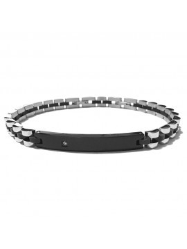 bracciale in acciaio uomo bicolore con piastra per incisioni - bcc1514