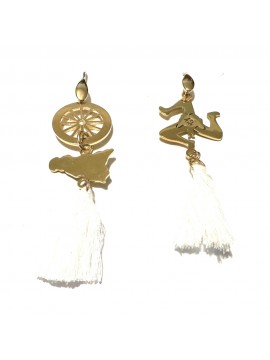 orecchini siciliani con sicilia trinacria in acciaio dorato occ0428