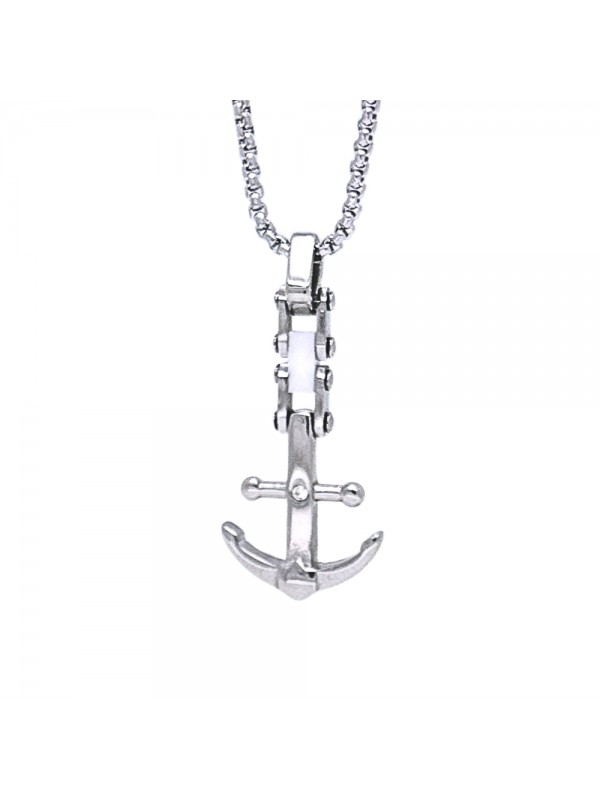 collana con ciondolo pendente ancora in acciaio e strass collana con ciondolo pendente ancora in acciaio e strass