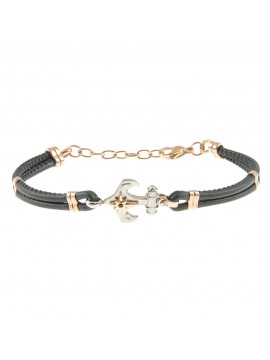 bracciale uomo ancora acciaio pelle bcc2773