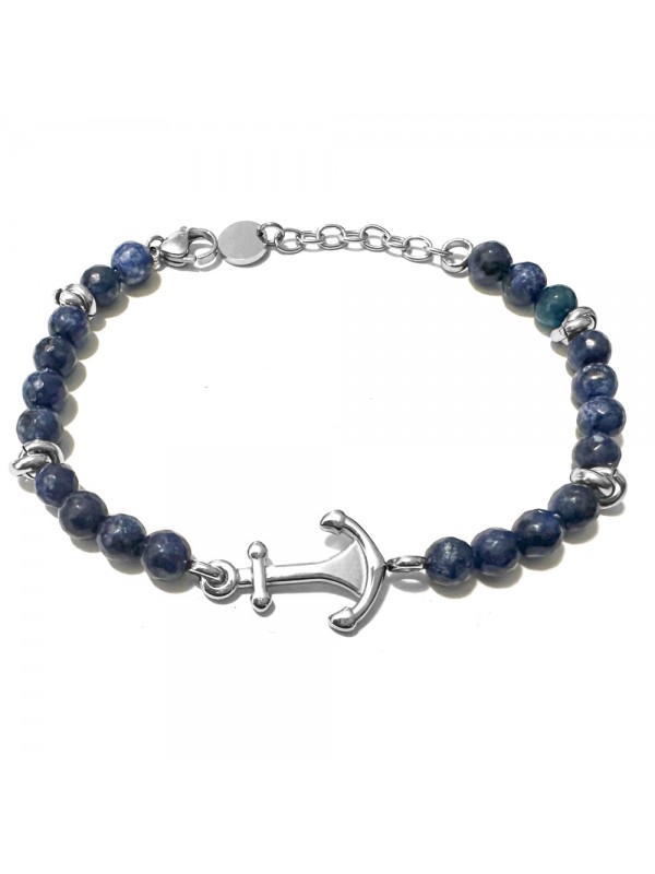 bracciale uomo con ancora in acciaio e pietre bcc3050