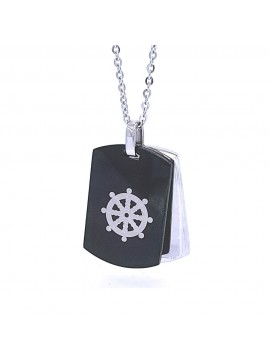 Collana doppia piastra con timone acciaio
